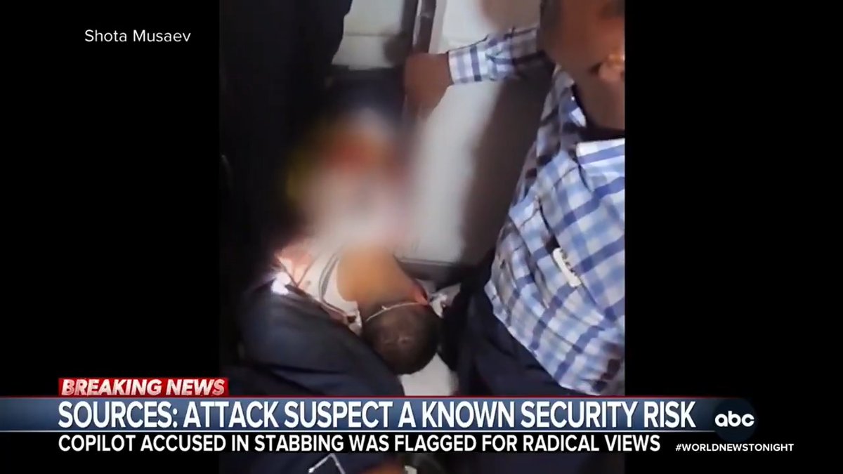 Sources tell ABC News the copilot accused of stabbing the pilot during the cockpit attack of a FlyDubai flight had previously been identified as a security risk for his radical views. Tom Soufi Burridge reports as the hero pilot speaks out for the first time.