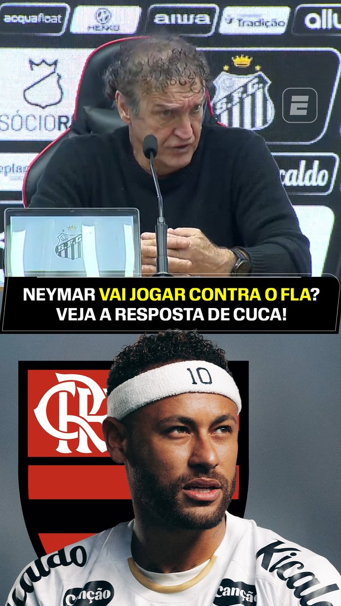 Cuca, ao ser questionado se Neymar enfrentará o Flamengo na quinta-feira: "Talvez o Neymar já esteja na condição. A chance de ele jogar é grande!" 🎥 ESPN Brasil | SportsCenter Brasil