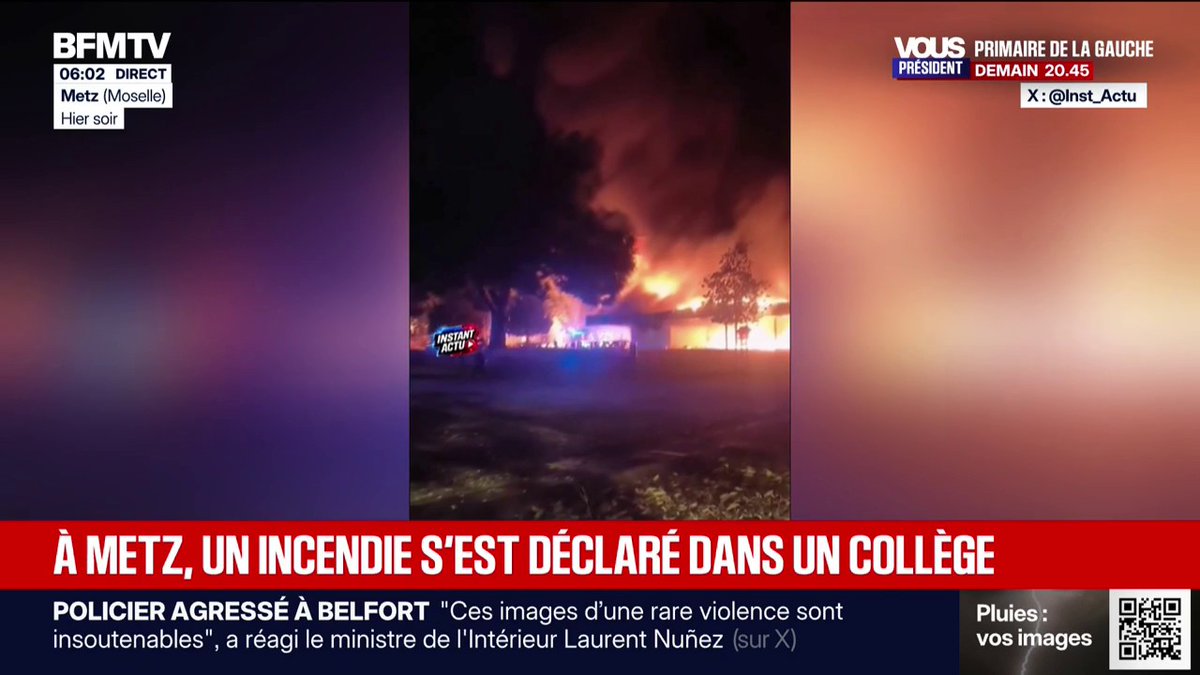 Metz: un bâtiment d'un collège ravagé par les flammes