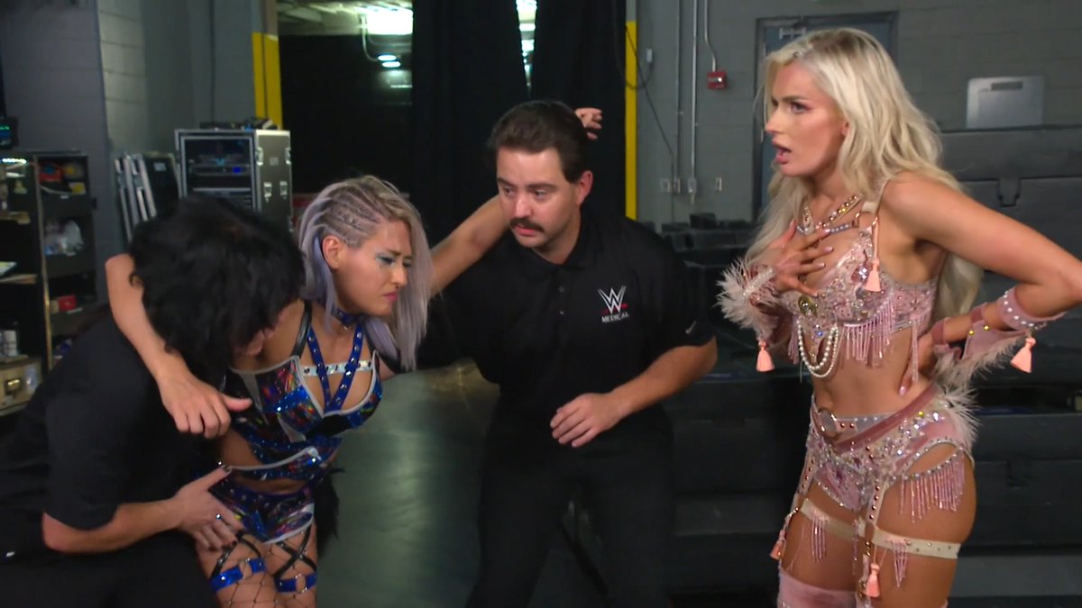 EXCLUSIVE: After blakey ♡ wins her #SmackDown debut match against GIULIA = ジュリア, she mocks her rival backstage, which sends Giulia into a frenzy.