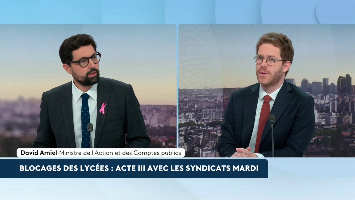 “Des élus, ceux de La France insoumise, jettent soir et matin de l’huile sur le feu“, affirme David Amiel, ministre de l’Action et des Comptes publics. LFI est accusé par le gouvernement d’envenimer la situation depuis le début de la mobilisation lycéenne. #canal16