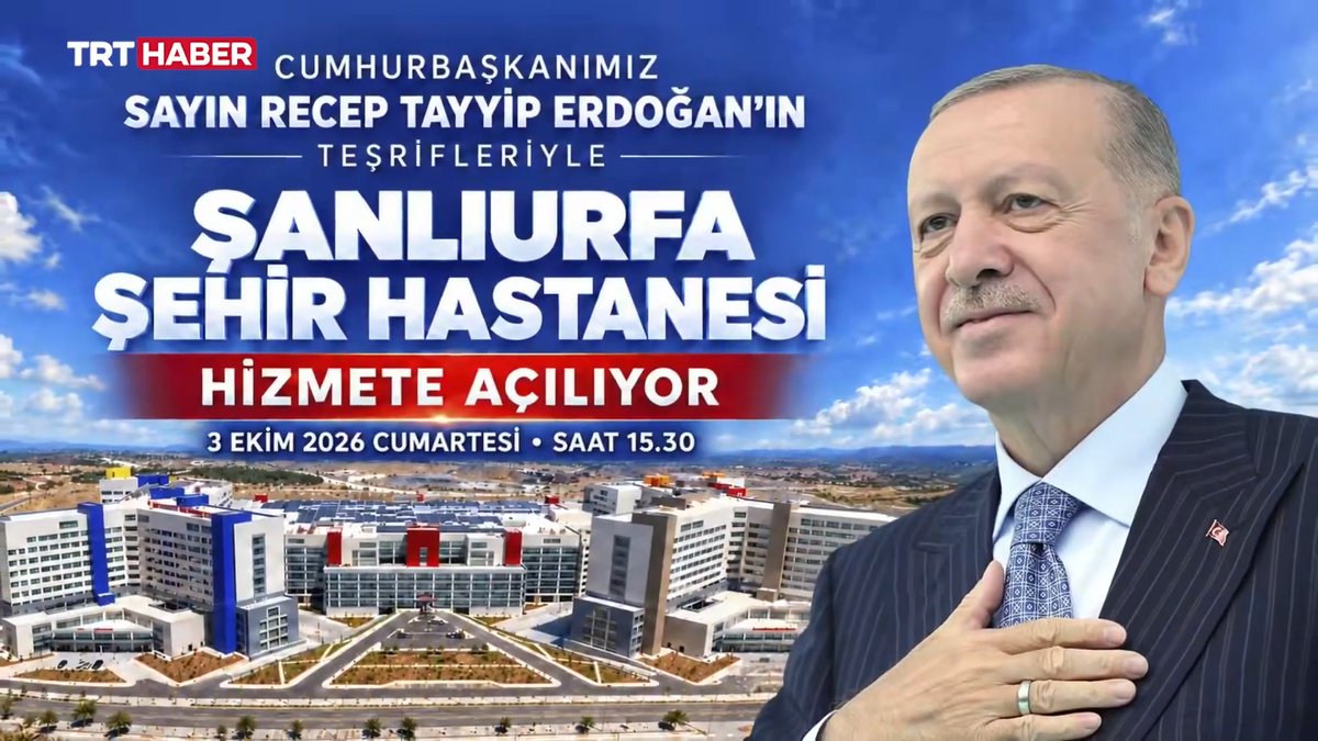 Şanlıurfa Şehir Hastanesi, Cumhurbaşkanı Erdoğan'ın katılımıyla bugün hizmete alınacak. 🔹2 bin yatak kapasitesi 🔹546 yoğun bakım yatağı 🔹451 poliklinik 🔹65 ameliyathane