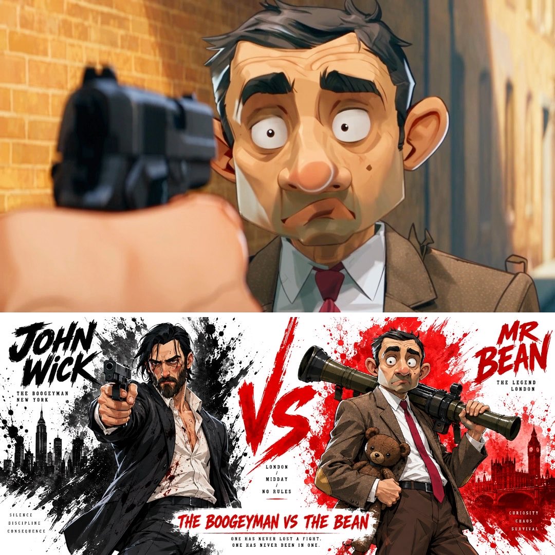 John Wick has never lost a fight. Mr. Bean has never been in one 🔫🧸 Seedance 2.5 + GPT Image 2.5 Prompt👇🏻