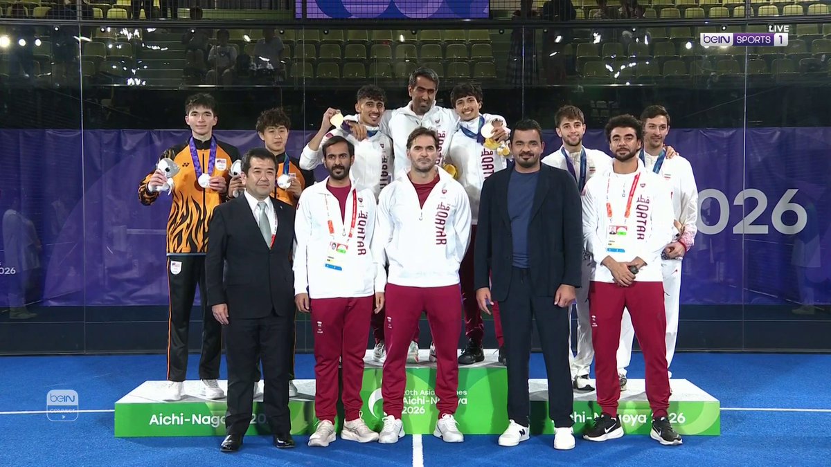 🏆🥇 لحظة التتويج.. راشد نواف ومشاري نواف يعتليان منصة الذهب في منافسات البادل ضمن دورة الألعاب الآسيوية - آيتشي ناغويا 2026 🇶🇦🎾 #دورة_الألعاب_الآسيوية