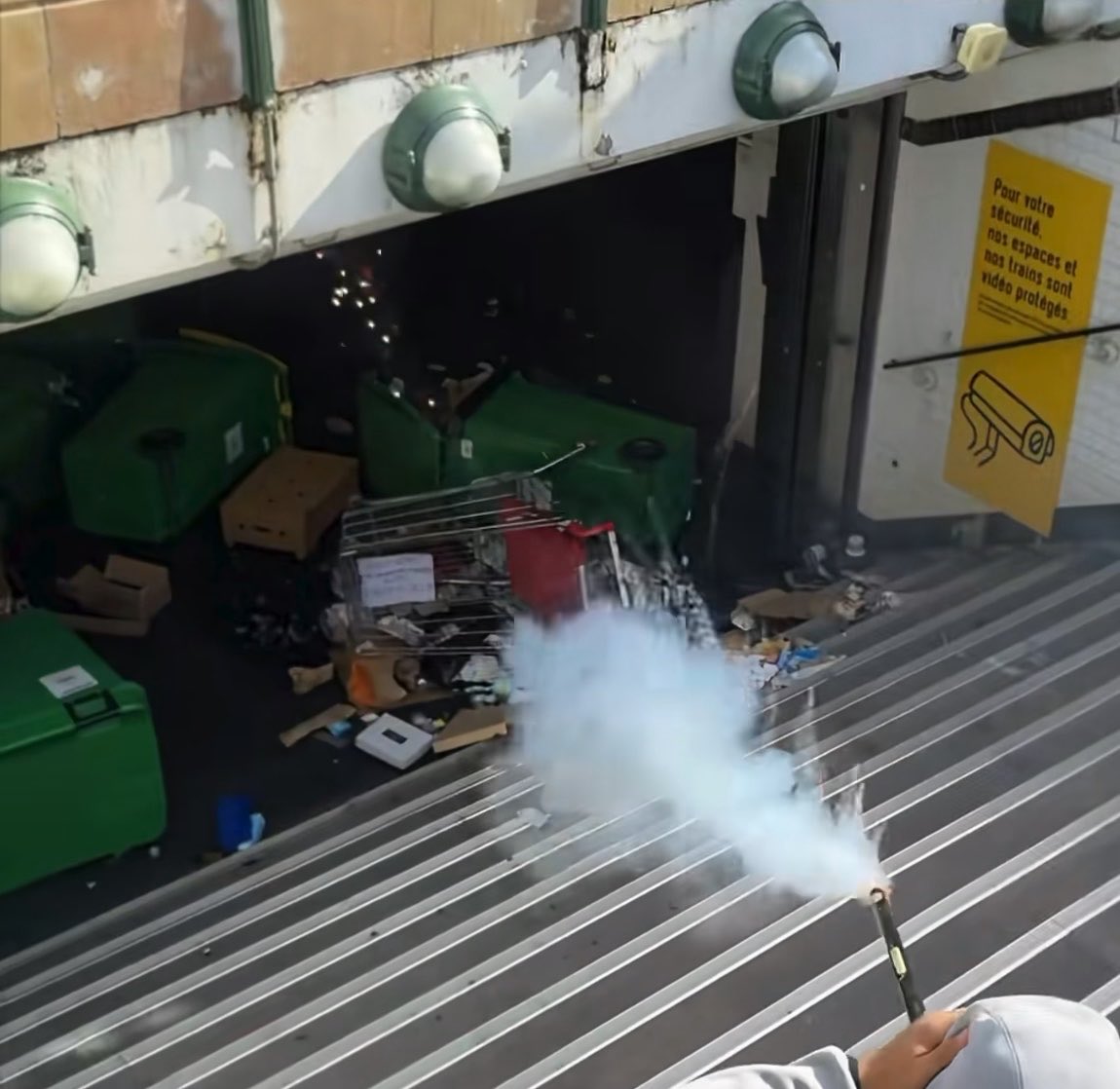 More video released of the illegals t3rrorizing Paris You can hear trapped French passengers scream as they take cover upon being shot at by illegal African invaders. No police help as the trapped citizens are attacked by the fighting age men whom Macron & his husband imported.