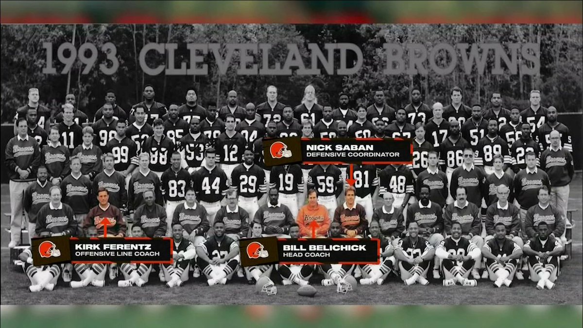 Nick Saban, Kirk Ferentz and Bill Belichick all coached together for the Browns in 1993 😲 Legendary group 👑