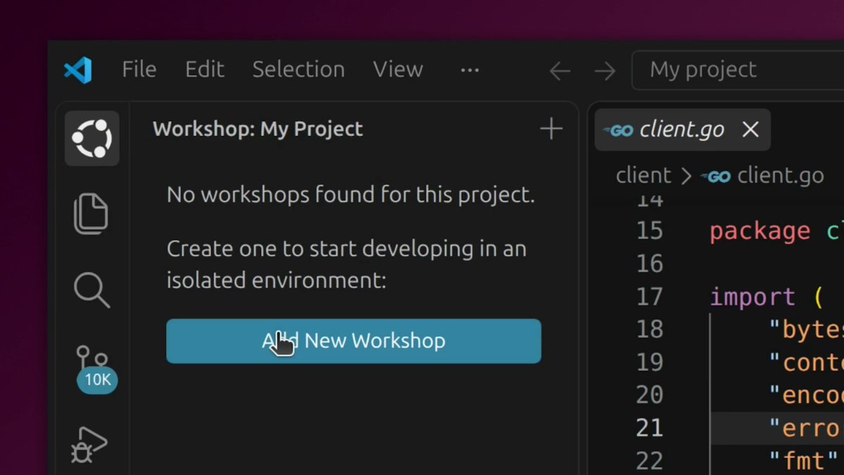 The Workshop extension for VS Code gives you access to sandboxed development environments right in your IDE. Read our blog to learn more: #Ubuntu #Linux #VSCode #OpenSource #Developers #Containers