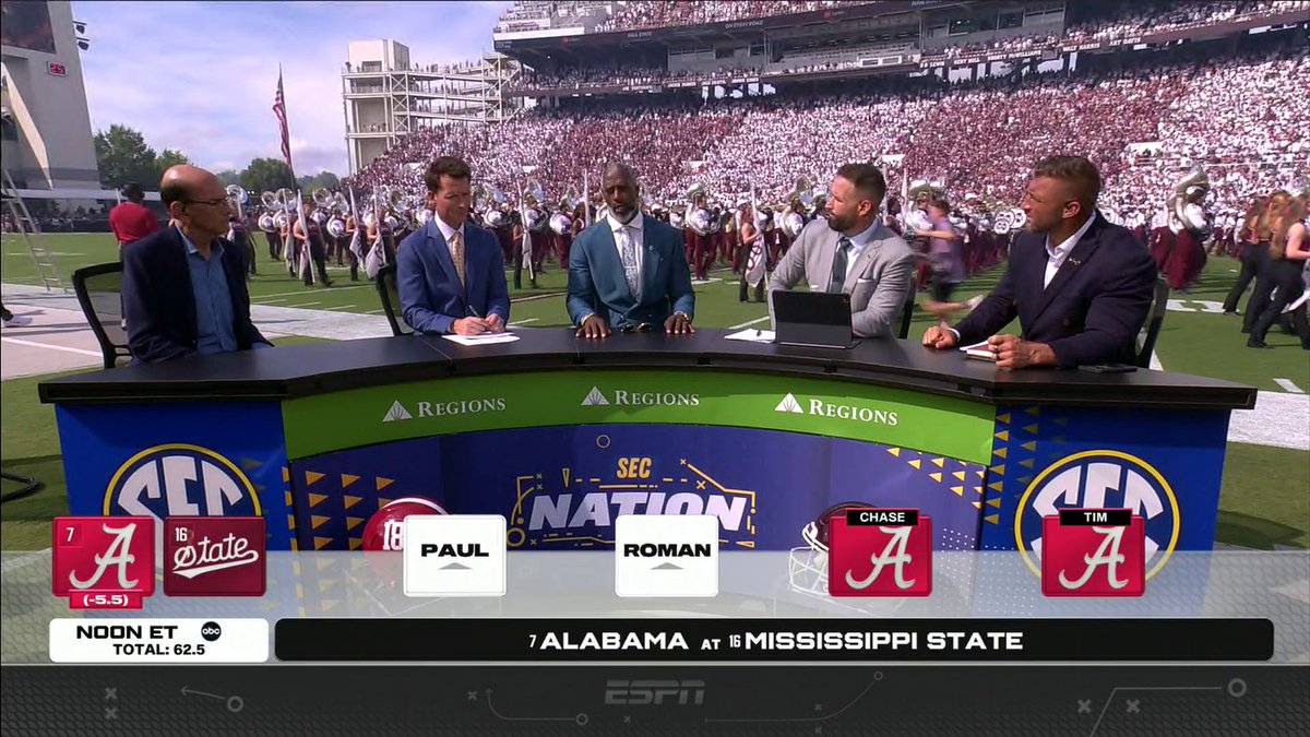 The picks are in for No. 7 Alabama Football vs. No. 16 Mississippi State Football 👀 Matt Barrie Chase Daniel Tim Tebow Roman Harper Paul Finebaum