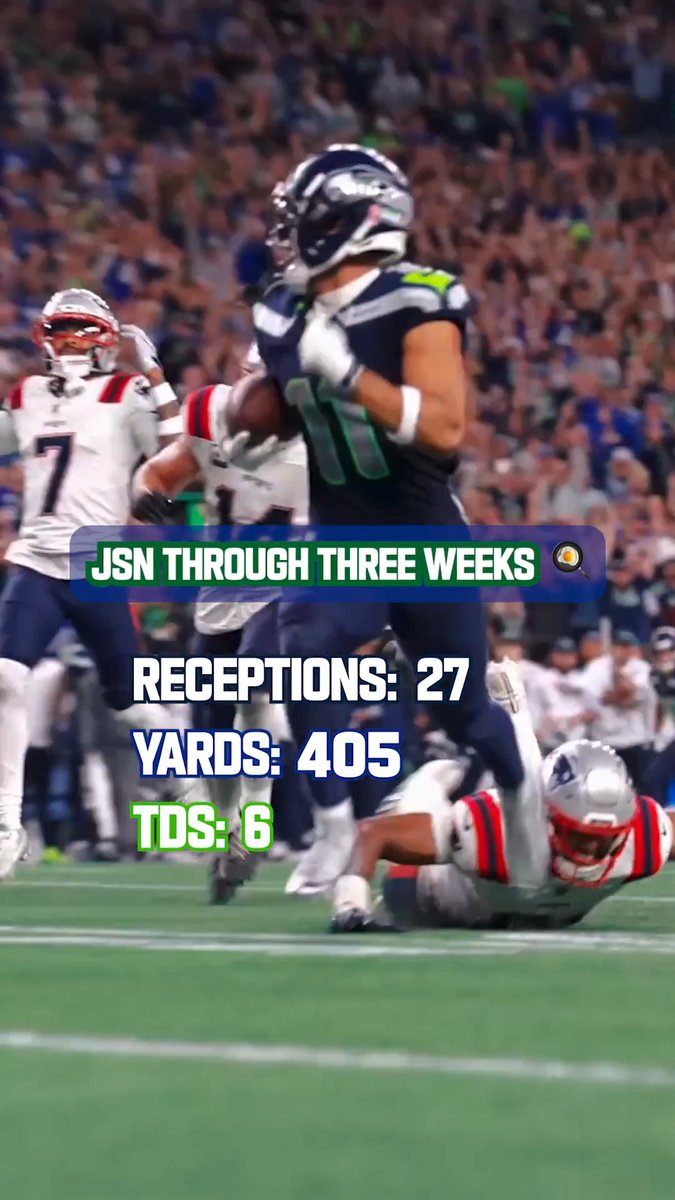 JSN has made his presence known through three weeks 😤 LACvsSEA – Sunday 4:25pm ET on CBS/Paramount+ Stream on NFL+