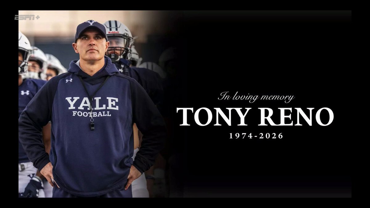 Yale honored former head football coach Tony Reno, who passed away at 52, with a touching tribute prior to today’s game.