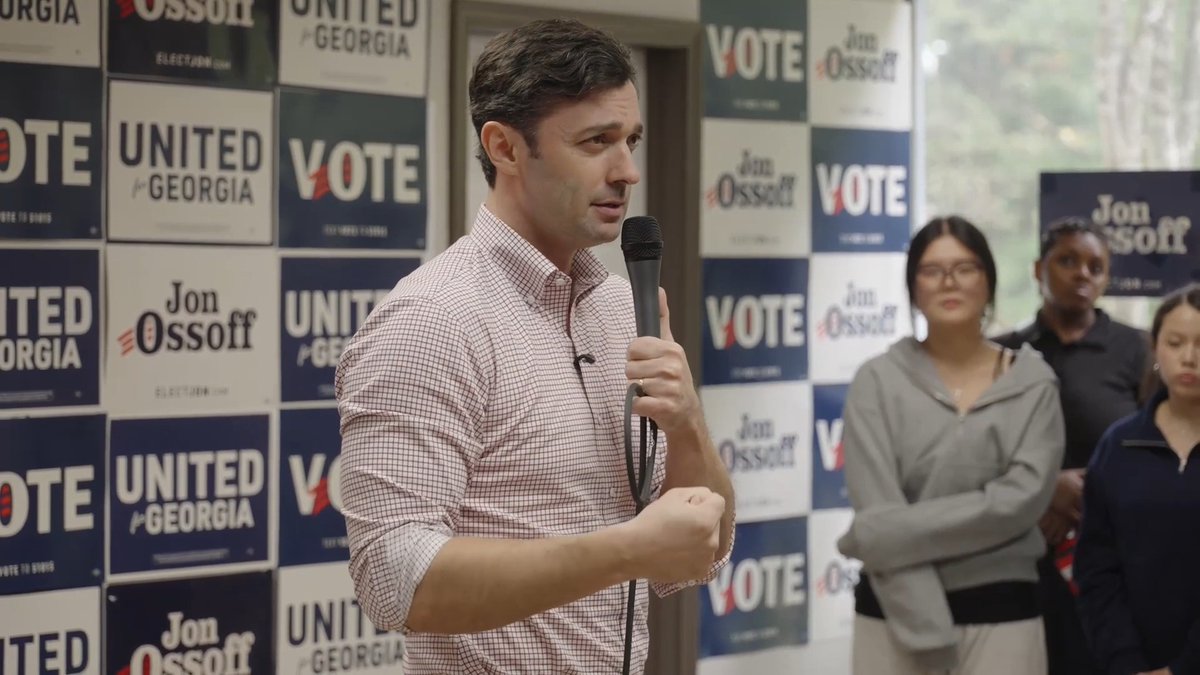 Ossoff: Today, I am challenging Mike Collins to see if just for once in his life, he can do the right thing and stand up to Donald Trump. I am challenging Mike Collins to join me in demanding an end to this war. Let's see if Mike Collins has the courage to stand up for the American people instead of bowing down to Donald Trump. Let's see if he has the courage. And I'll see Mike on the debate stage on Thursday, and we'll put this question to him again.