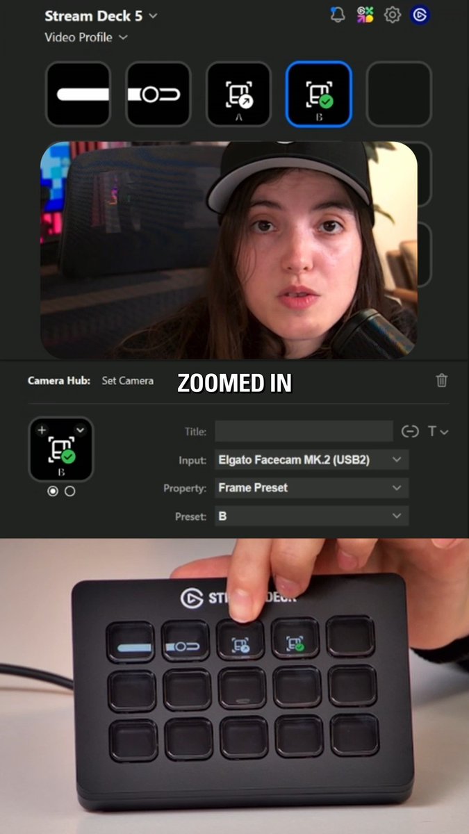 Want to punch in for emphasis, then pull back out for the big picture? 📸 Set up Zoom Presets with the Camera Hub plugin for Stream Deck to jump between framings or a zoom slider for fine control.
