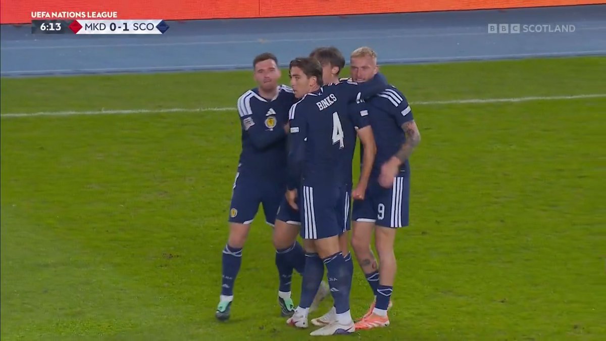 Goal! North Macedonia 0-1 Scotland What a way to score your first Scotland goal! The Sassuolo forward puts Scotland ahead. 📺 Watch on BBC Two and BBC Scotland #BBCFootball #NationsLeague
