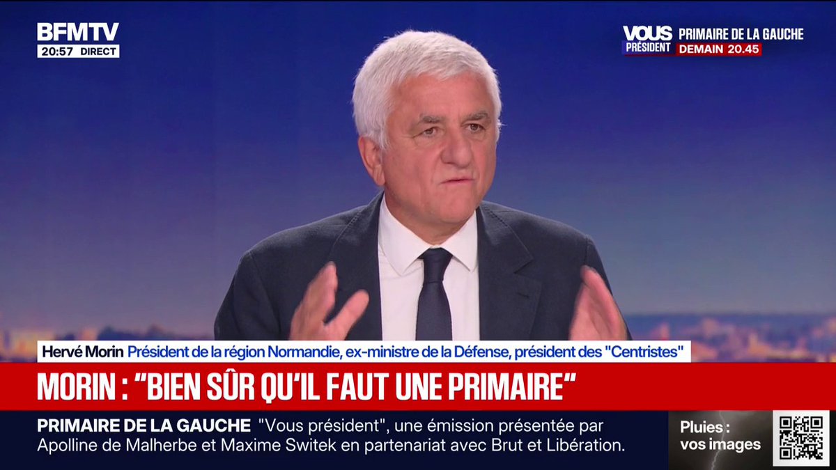 Présidentielle 2027: "Bien sûr qu'il faut une primaire" à droite, déclare Hervé Morin, président de la région Normandie