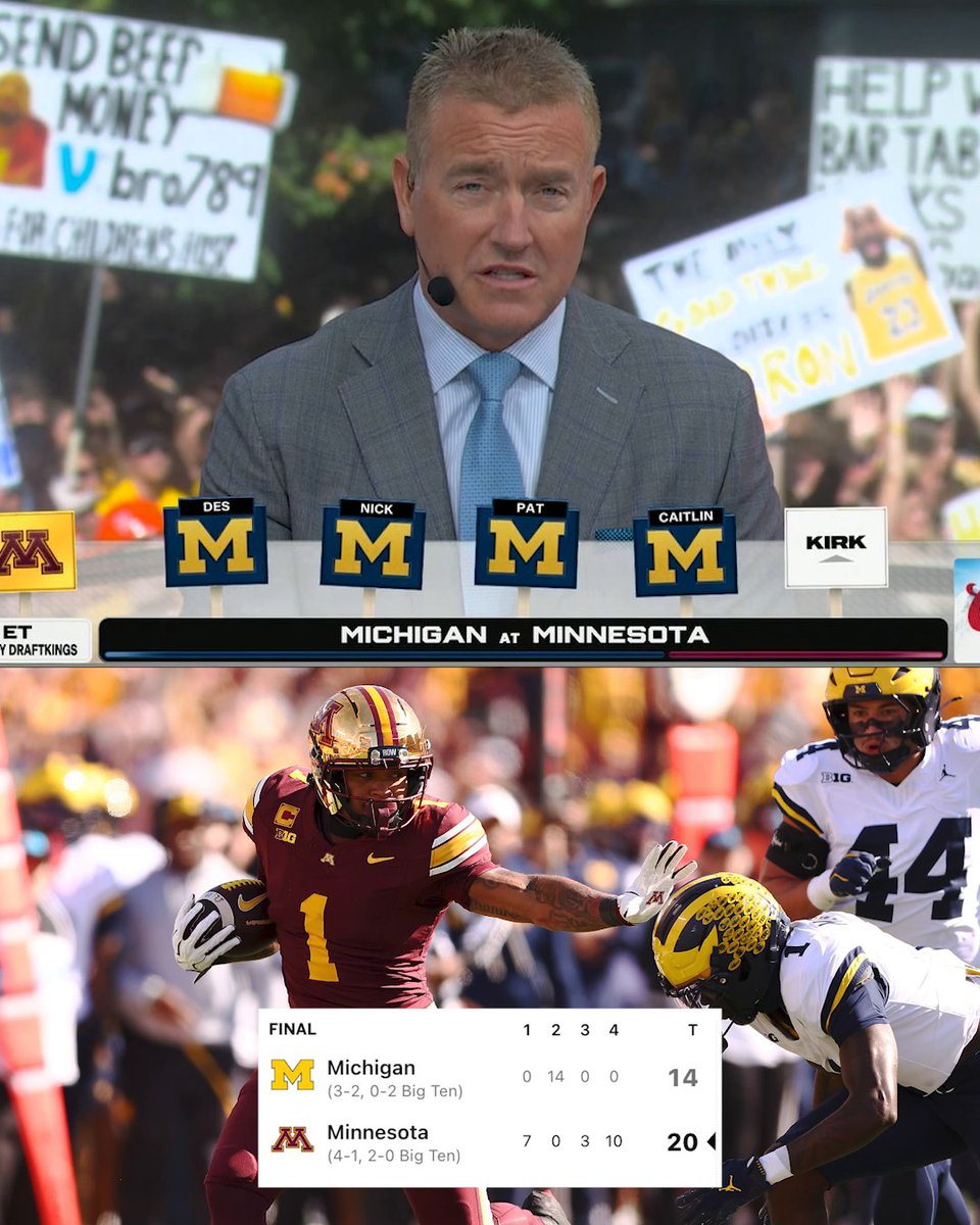 .Kirk Herbstreit was the only one at the desk on the Gophers 💥