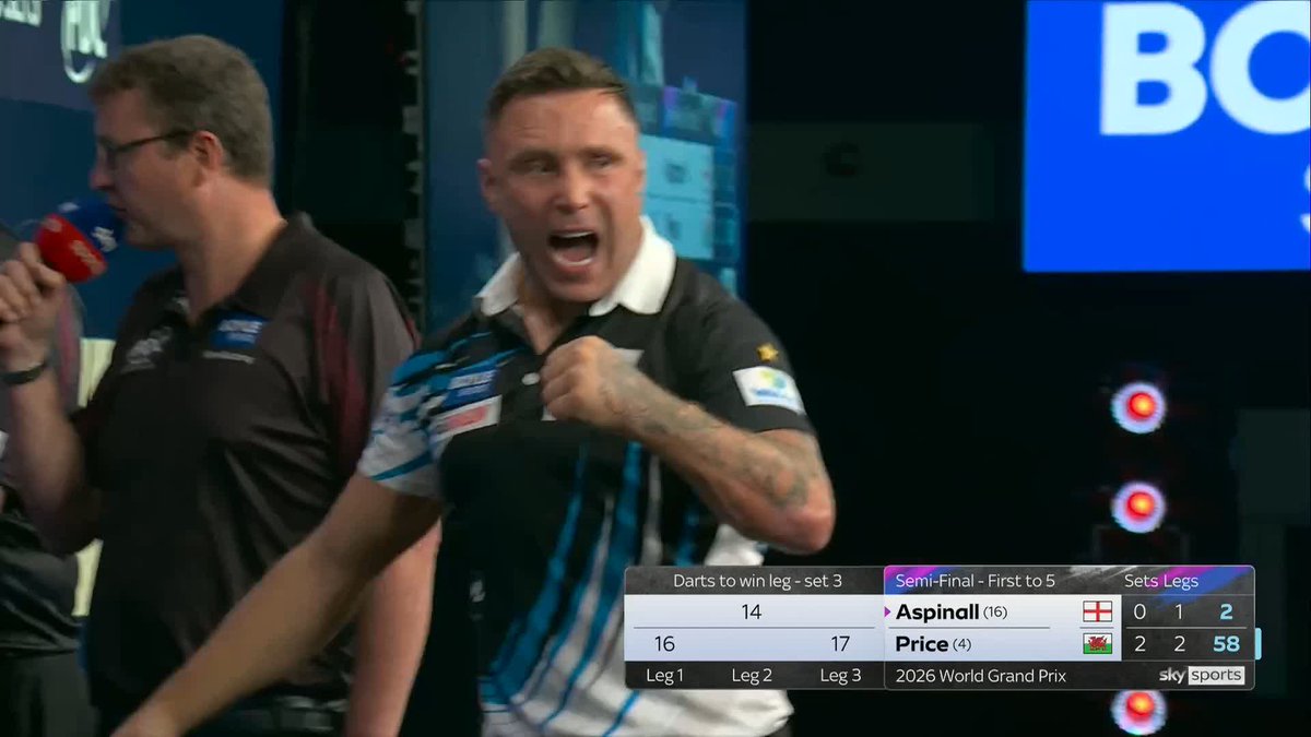 PRICE THREE CLEAR! Gerwyn Price is on the charge! The Welshman punishes a spate of missed opportunities from Nathan Aspinall to extend his lead! 📺 #WGPDarts | SF