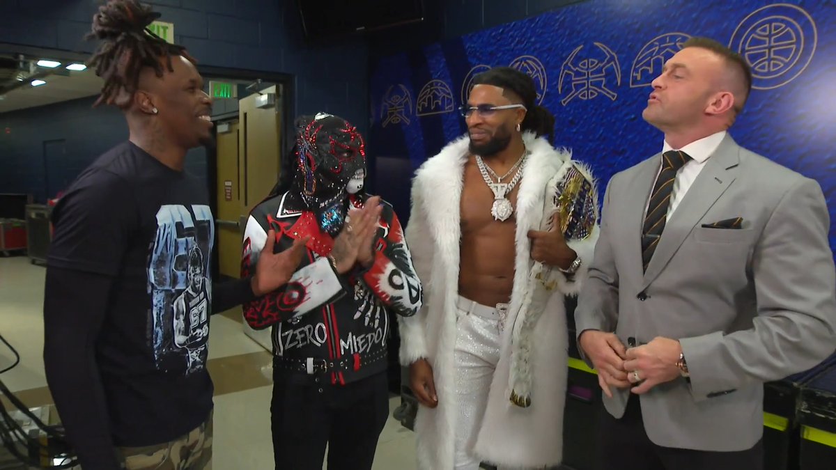 EXCLUSIVE: Money in the Bank competitors United States Champion Trick Williams, Je’Von Evans and PENTA EL ZERO M continue to talk trash after their in-ring confrontation.