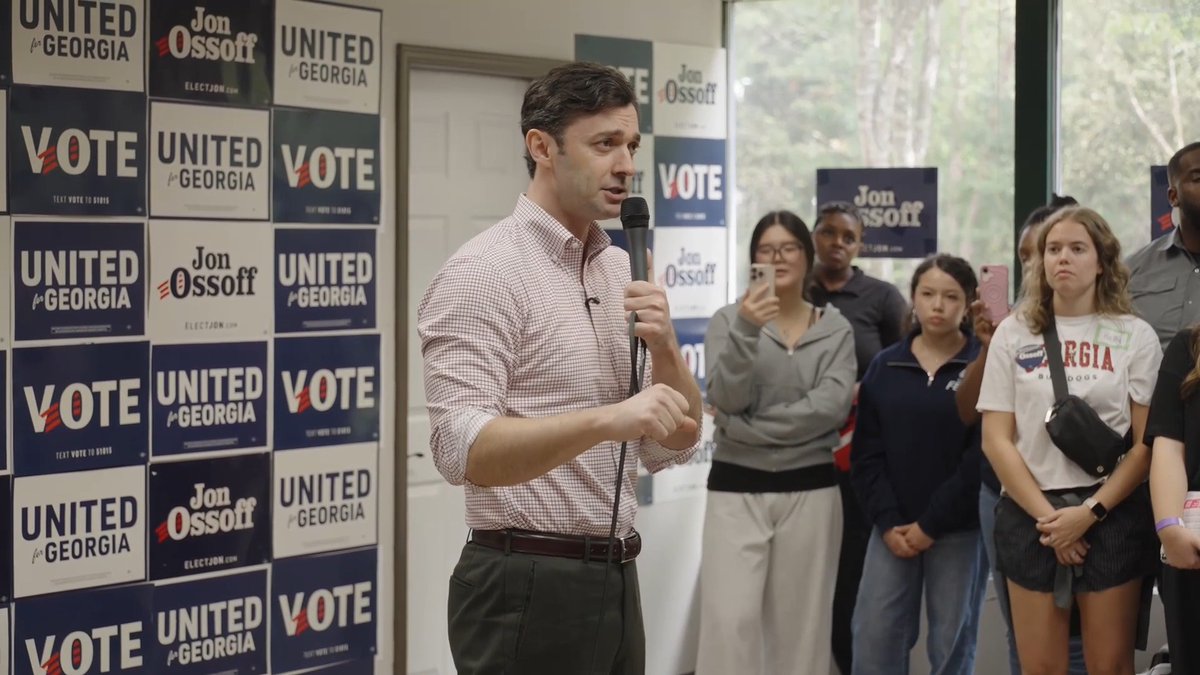 Ossoff: Diesel is at its all-time high in American history. Folks are going to the gas station and can only fill up half a tank, and then on the way home from work to their family, they go to the grocery store and they can't buy ground beef for their family. And when they arrive home, they get the notice from their insurance company that their premiums have doubled. That's daily life in the America that Donald Trump and Mike Collins have created… The money that they took from you when they doubled your health insurance premiums, the money that they took from you when they slashed Medicaid and defunded hospitals and nursing homes to give yet another tax break to their corporate donors and the wealthiest people in the country, they're taking that money to buy corrupt taxpayer-funded political ads on national television to try to promote the failed and broken president.