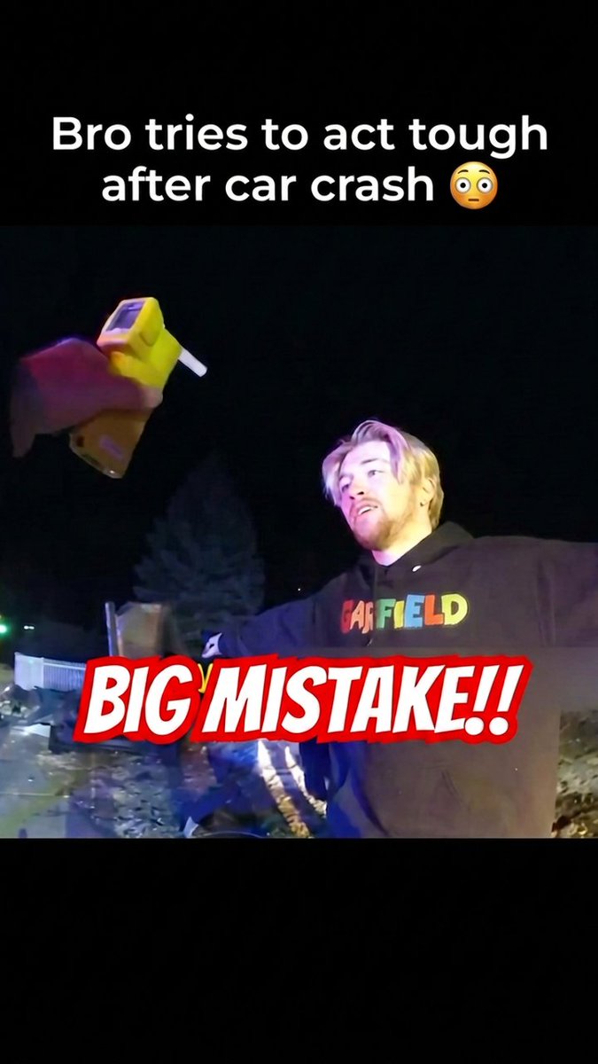 Bro Tries To Act TOUGH After Car Crash 😳 #cops #police #bodycam #DUI #policeofficers