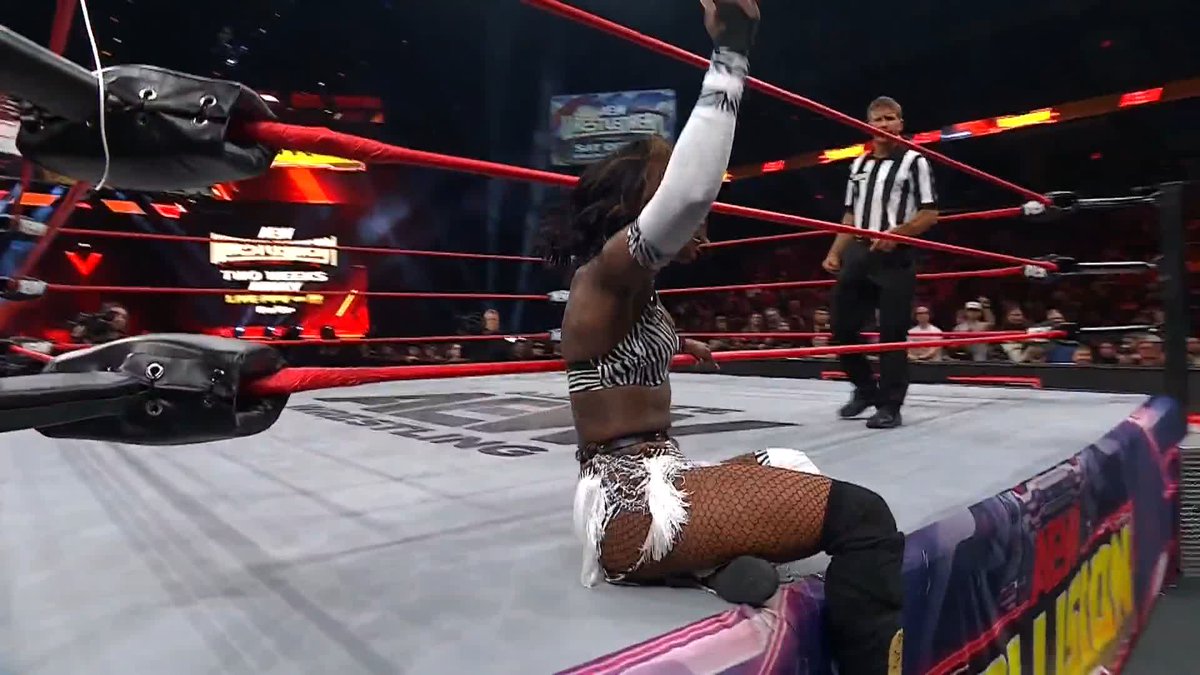 Brutal dropkick by Queen Aminata クィーンアミナタ! Watch #AEWCollision LIVE COAST-TO-COAST on TNT &amp; HBO Max