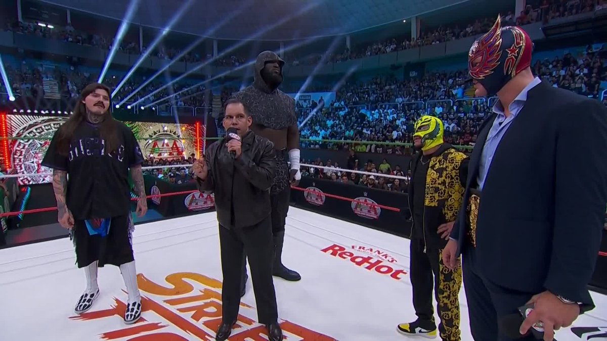 The champ is tired of the talking. 😤 Lucha Libre AAA Worldwide Mega Champion El Grande Americano will team with ♛Rey Mysterio❔ to face Dominik and Jordan omogbehin TONIGHT with MASSIVE championship implications! 😳