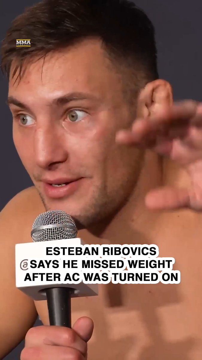Esteban Ribovics says he missed weight at #UFC332 because someone in his hotel turned on the air conditioner and he "stopped sweating"