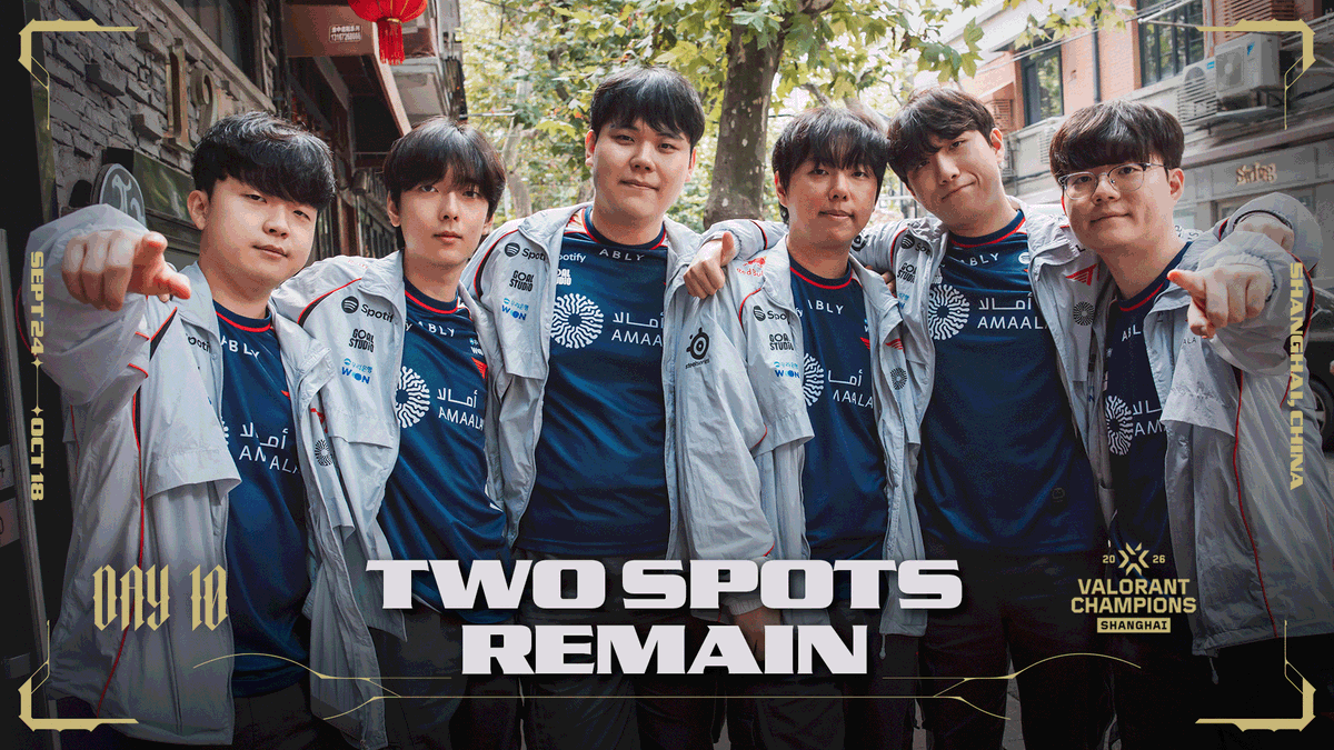 The #VALORANTChampions Shanghai Group Stage ends here. Global Esports take on LOUD 🇧🇷 with everything to play for before T1 VALORANT and FUT Esports meet in one final do-or-die battle to secure the last Playoff spot.