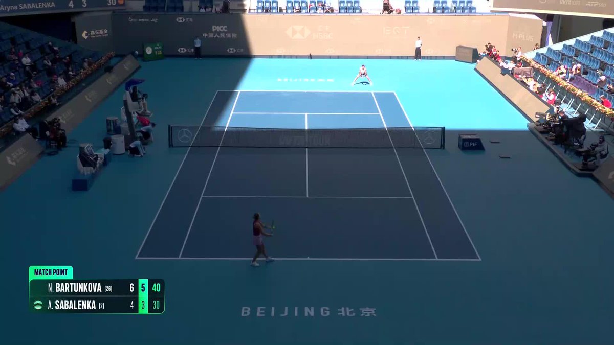 She gets it done 🔥 Nikola Bartunkova secures the win of her career defeating No.2 seed Sabalenka in straight sets! #ChinaOpen