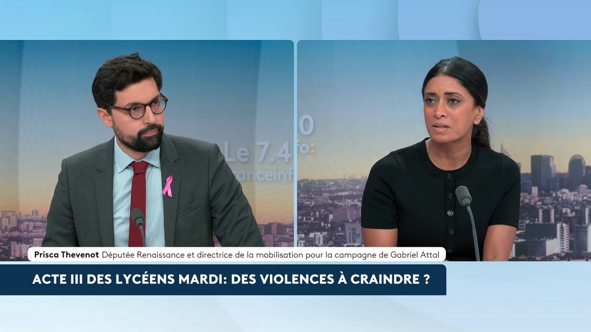 “Nathanaël ne partage pas les mêmes idées que Mélenchon, mais c’est un jeune", réagit Prisca Thevenot, députée Renaissance, à propos Nathanaël Combary, adhérent Renaissance et président de l’association Renouveau lycéen, visé par LFI. #canal16