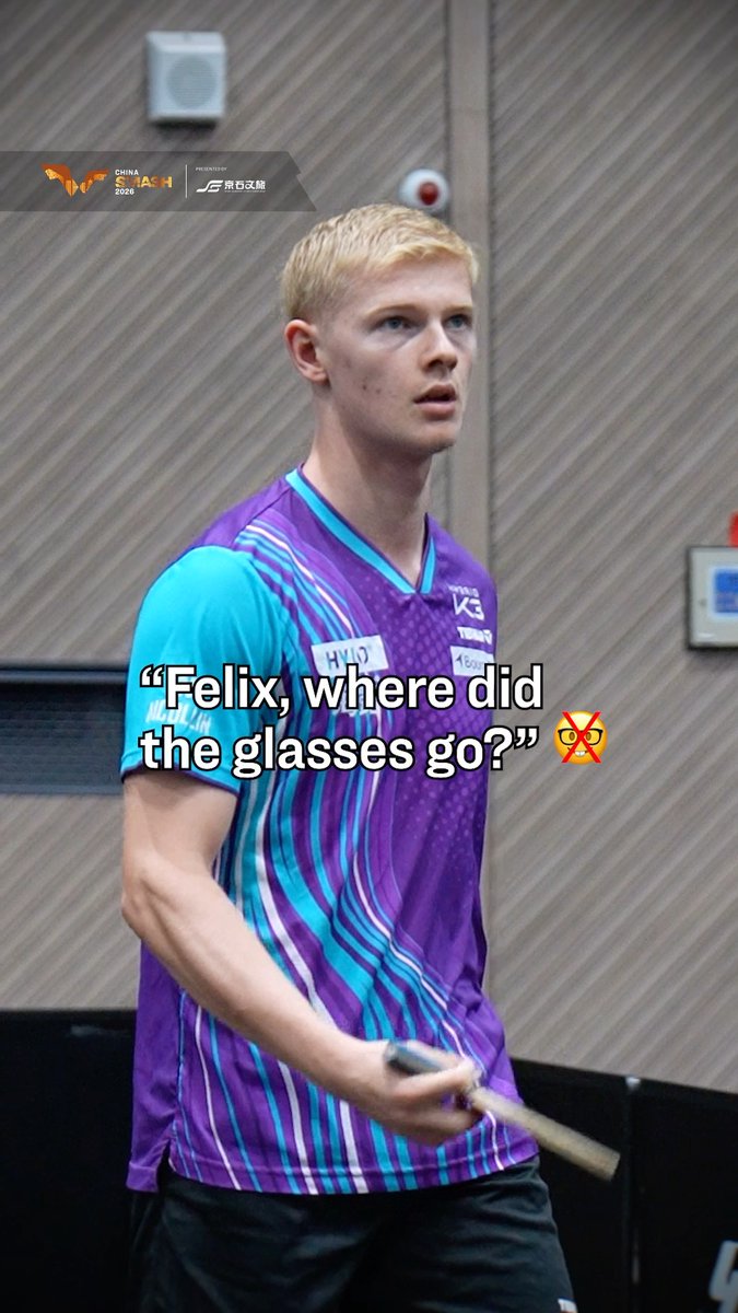 Burning question: Where did Felix Lebrun glasses go? 🥸💭 Catch him with this new look coming up on the Infinity♾️Arena! #ChinaSmash #TableTennis