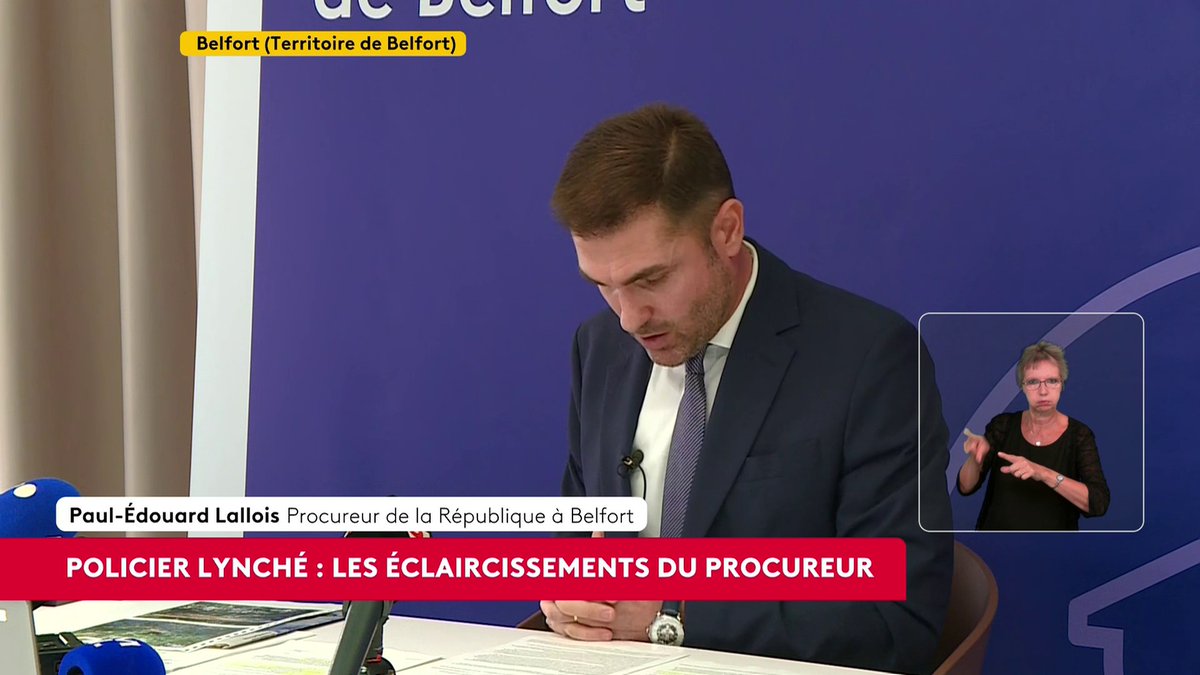 🔴 🗣 "Il l'avait placé contre l'eau (...) mais n'a pu le menotter entièrement en raison du blocage d'une des menottes", détaille Paul-Edouard Lallois, procureur de la République de Belfort, qui retrace l'interpellation d'un individu par le commandant de police. #canal16