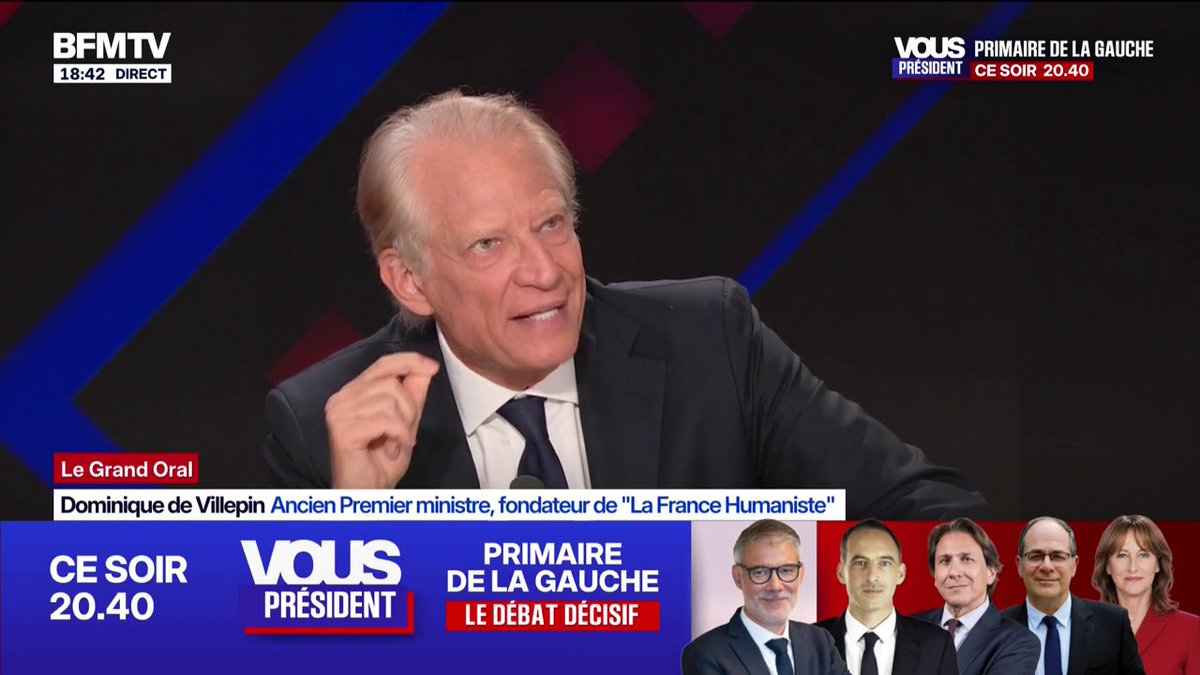 Dominique de Villepin, ancien Premier ministre: entre LFI et le RN: "Je ne les place pas sur le même plan." Le RN est "le principal risque"