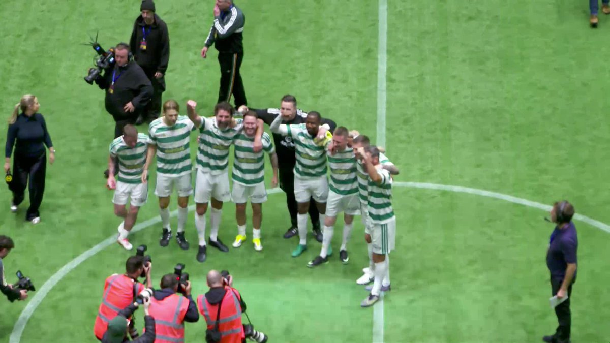 Scenes of celebration for Celtic at the final whistle! 🙌 They've beaten their great rivals in the game that mattered most and are crowned Tennent's Sixes champions 🏆