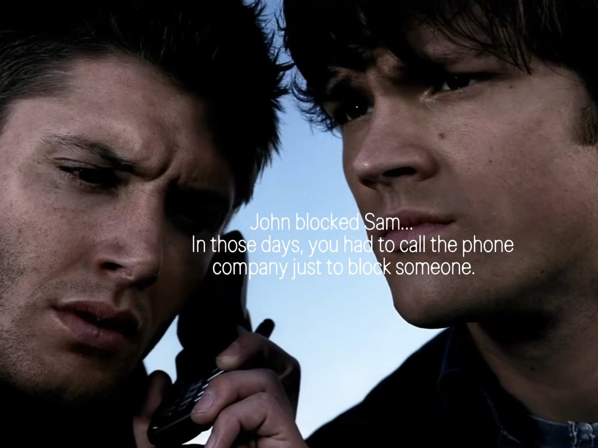 The most heartbreaking detail of this episode is that john had sam’s number blocked. when sam calls, the number is out of service. when dean calls, he gets to voicemail. he blocked his own son.