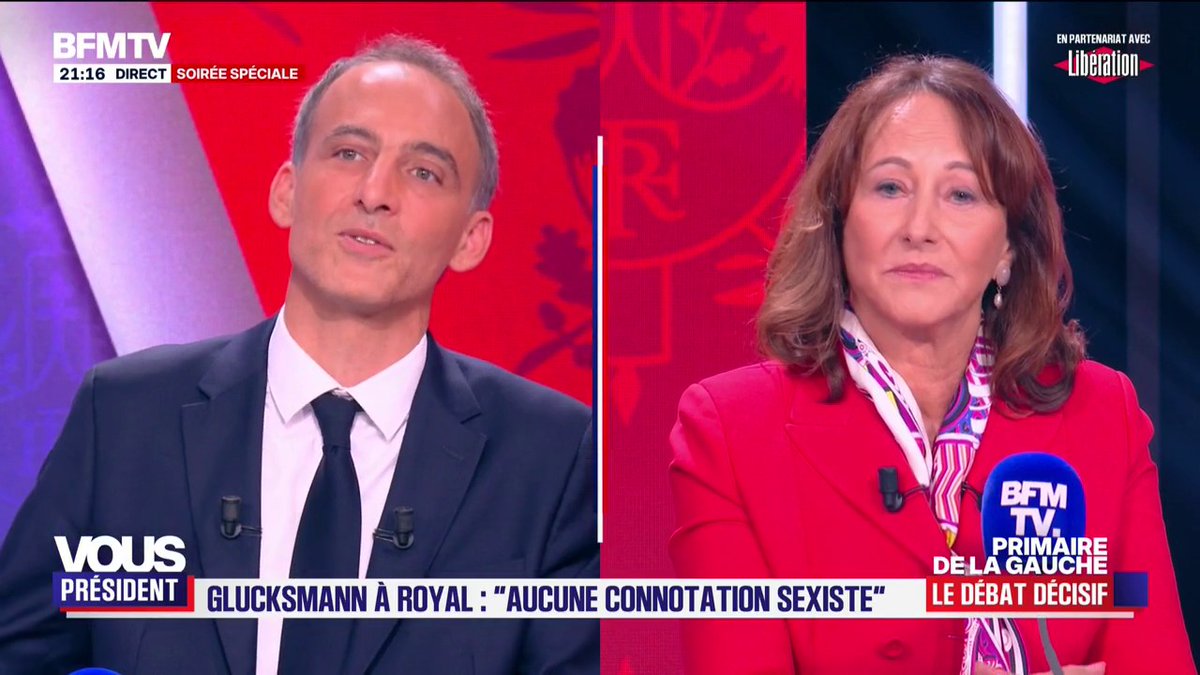 💬 "Je suis vraiment désolé si ces propos ont été perçus comme étant sexistes" Raphaël Glucksmann s'explique auprès de Ségolène Royal concernant une vidéo diffusée sur les réseaux sociaux dans laquelle il dit que l'ancienne ministre "a fait la danse du ventre à Emmanuel Macron"