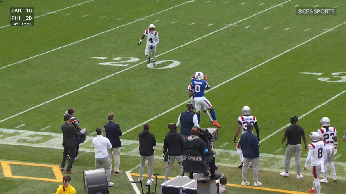 A circus catch from Keon Coleman Patriots at Bills on CBS/Paramount+ Stream on NFL+