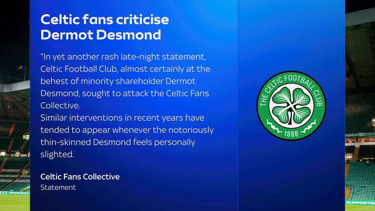 The Celtic Fans Collective have released a statement in response to Celtic saying that fans had preplanned a protest as Dermot Desmond was targeted at Alfred Dunhill.