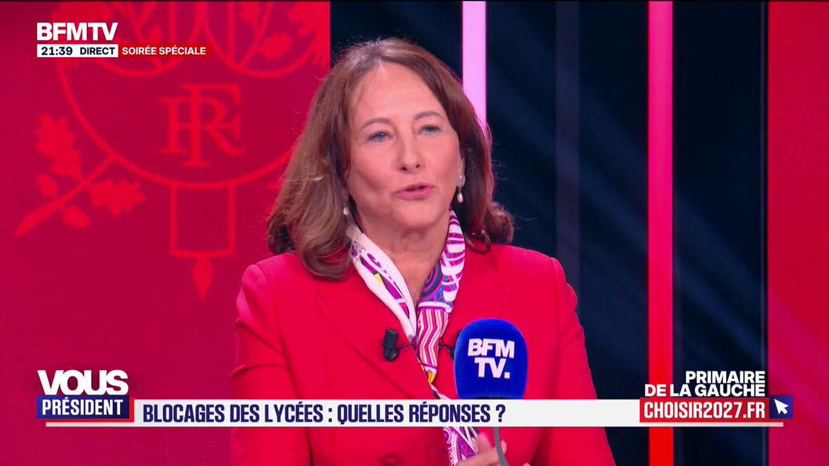 Mobilisation lycéenne: Ségolène Royal "encourage les adultes à être aux côtés des lycéens" #VousPrésident