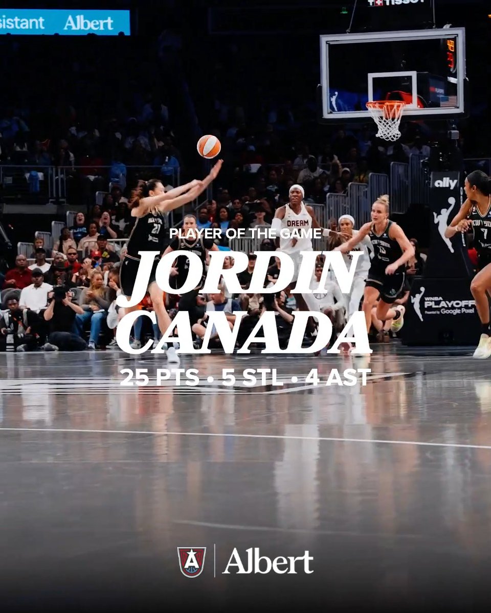 WHO ELSE BUT JC 👑 She put on a SHOW in Game 1 of our semifinals series! From steals to timely buckets and the heart to will us to the win, Jordin Canada is YOUR Albert Player of the Game 🔥
