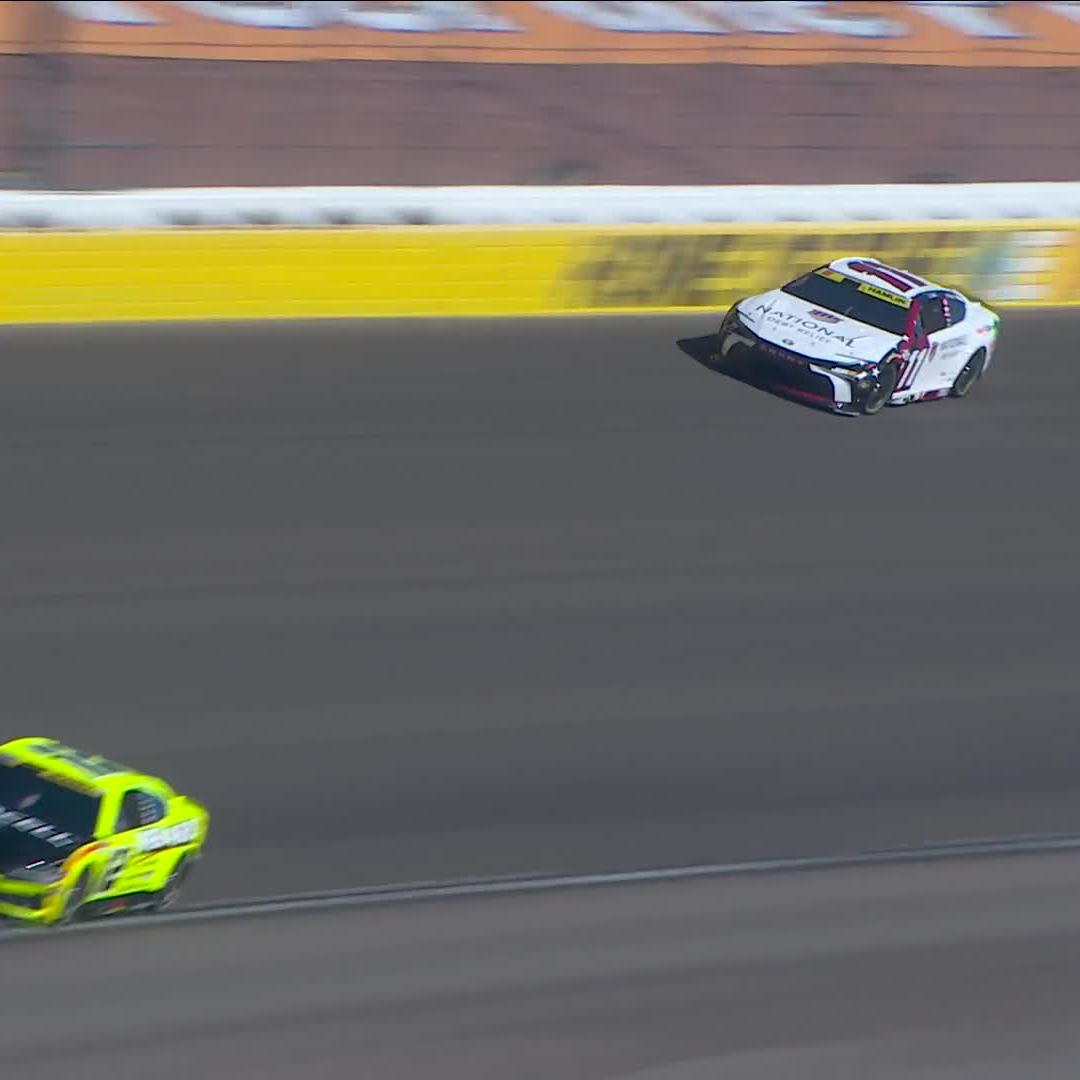 OH NO! Hamlin spins, but he keeps the No. 11 Toyota out of the wall!