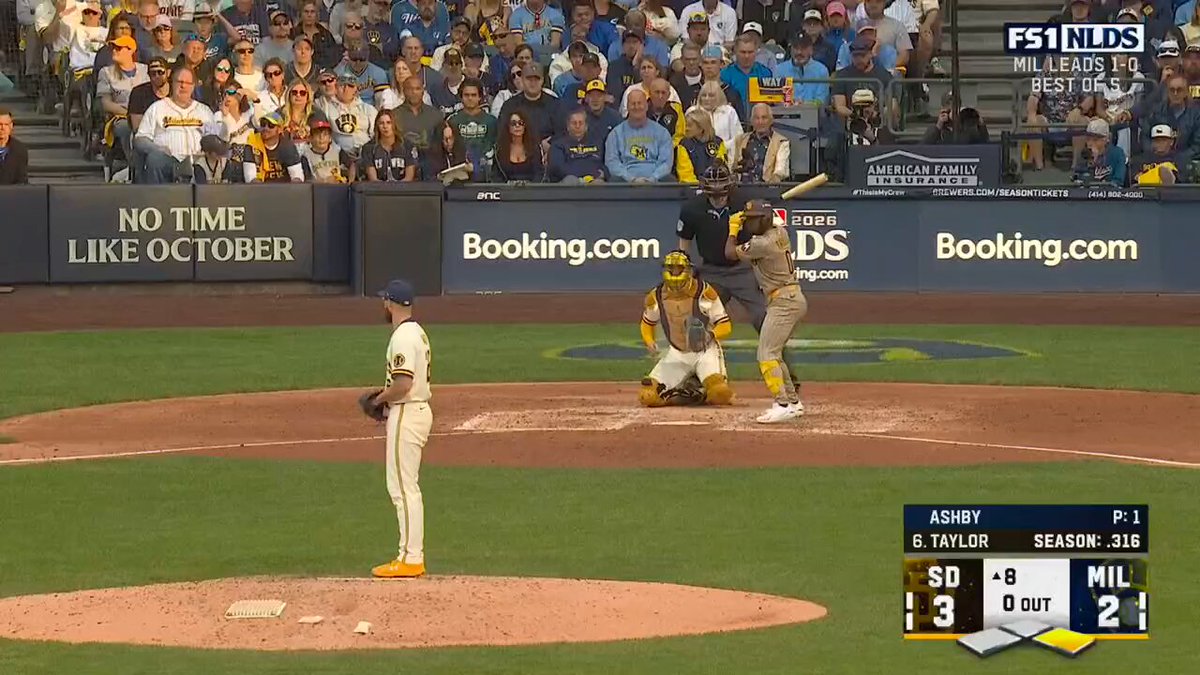 No Brewers cover first on the bunt and the Padres have first and second with no outs in the eighth