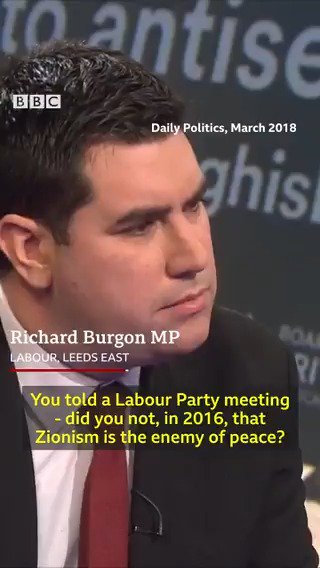 Unlike the Green Party, the Labour Party doesn’t demonise Zionism, which you can hear from the lips of current Labour MP Richard Burgon in this clip where he doesn’t. #ZionismIsRacism.
