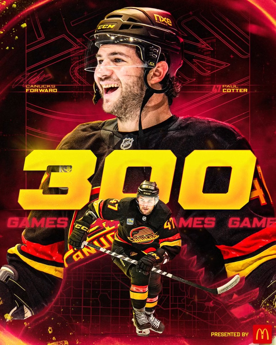 That's 300 for Paul Cotter! #Canucks | McDonald's 🇨🇦