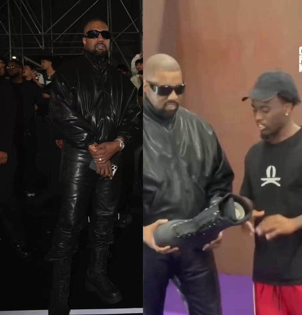Ye looking at Kai Cenat’s Vivet Boot and pointing to his own at Complex Con 💀