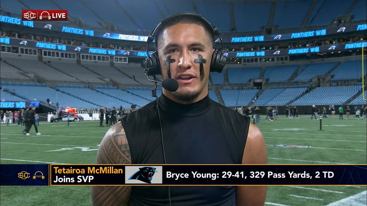 "A performance like this is always expected." Tetairoa McMillan joins Sportscenter with Scott Van Pelt following his career-high night against the Lions 🔥