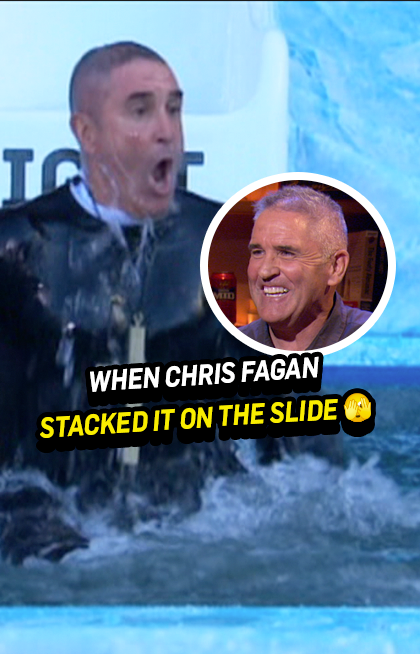 Neale Daniher took great delight in Chris Fagan's clumsy dismount from the Big Freeze slide in 2018 😂❄️ #TheFrontBar 📺