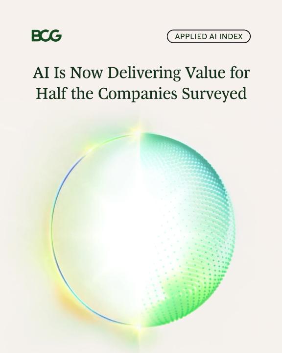 Almost half of companies now generate measurable value from AI, although the biggest share still comes from a small group of top performers. BCG’s 2026 Applied AI Index finds that agentic AI rewards these top performers who follow a clear playbook: strategic clarity plus applied AI can translate AI ambition into transformative impact. • Strategic clarity is about getting the big choices right to strengthen competitive advantage. • Applied AI means embedding AI into day-to-day operations. • Transformative impact is the enterprise value created when those elements come together. Read more about the formula for Agentic AI value: