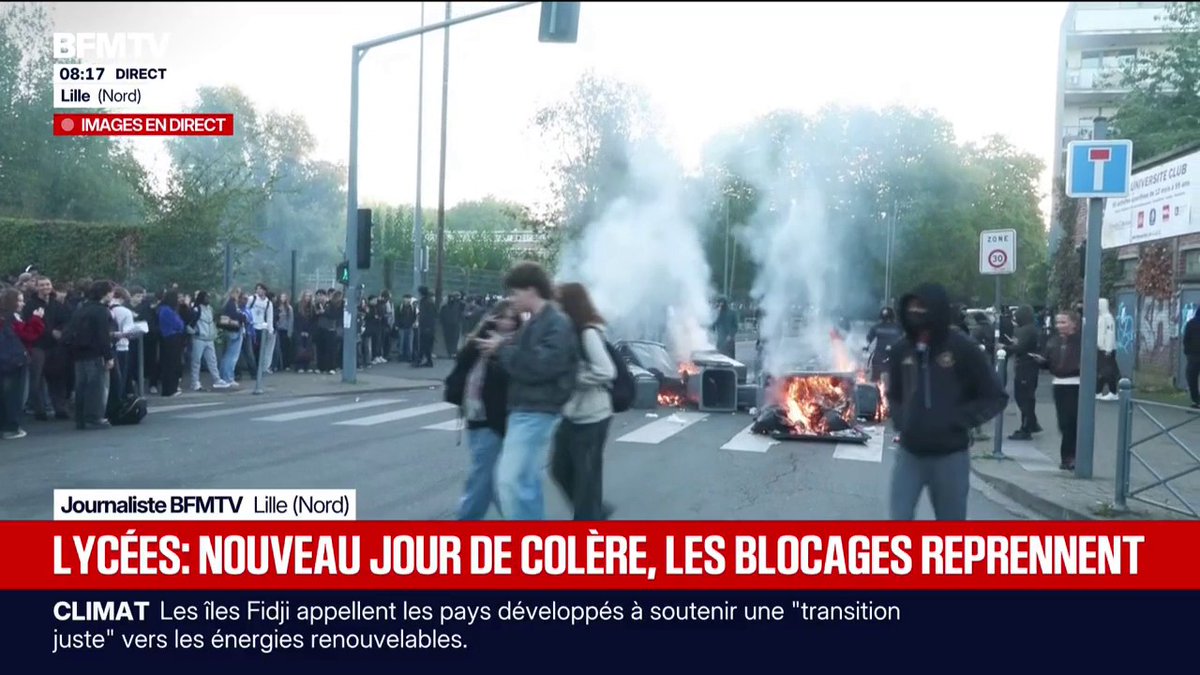 Colère dans les lycées: à Lille, le blocus se poursuit et une manifestation devant la Région est prévue