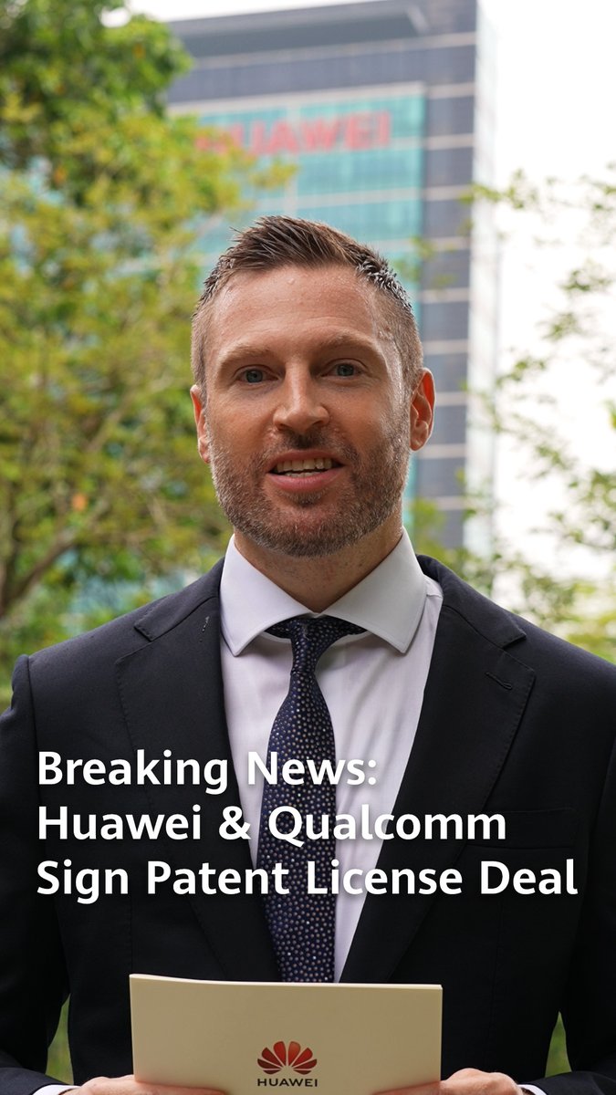 Breaking News: Huawei & Qualcomm announce a multi-year, broad patent license agreement including cross licenses to the companies' patent portfolios across various fields such as 5G, compute, AI, and networking, together with Qualcomm's purchase of certain Huawei U.S. patents.