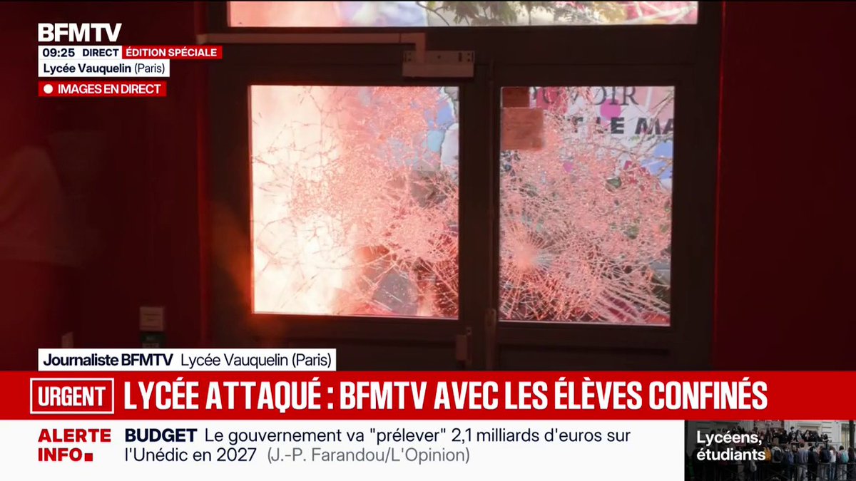 Colère lycéenne: un incendie déclenché devant les portes d'un lycée parisien alors que des élèves sont confinés à l'intérieur